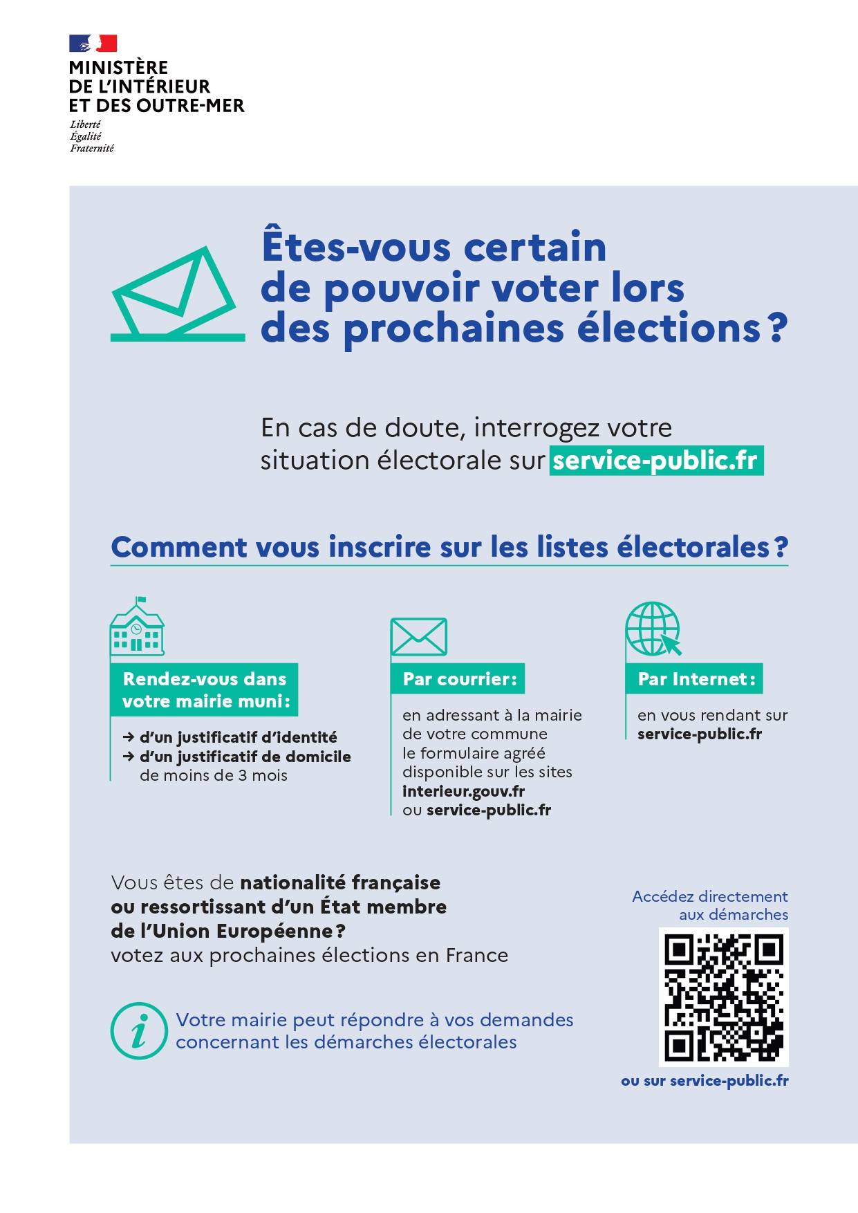 Etes-vous certain depouvoir voter aux prochaines élections ?